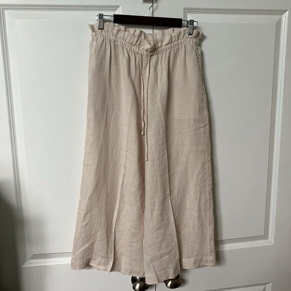 Cloth & Stone Pants - Anthropologie Cloth & Stone Linen Pants Womens L Cropped Wide Leg Coastal Boho
